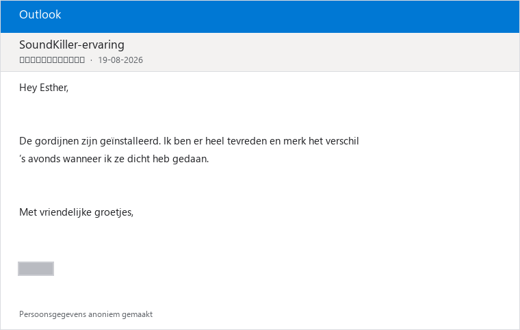 Geanonimiseerde klantreview SoundKiller